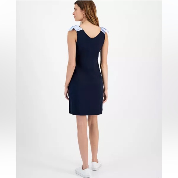 ⚓️NWT💙 Tommy Hilfiger Women's Cotton V-neck Sleeveless Tie-Strap Dress - Picture 4 of 8